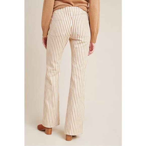 NEW Anthropologie Kellie Gold Striped Lightweight Flare Trousers Pants Size 32 - Picture 3 of 5